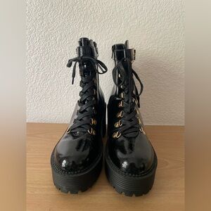 Black Patent Combat Boots